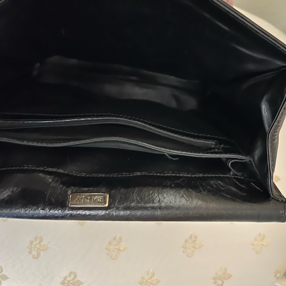 Bally Vintage Black Leather Double Braided Handles Timeless Design Shoulder Bag - Picture 9 of 12